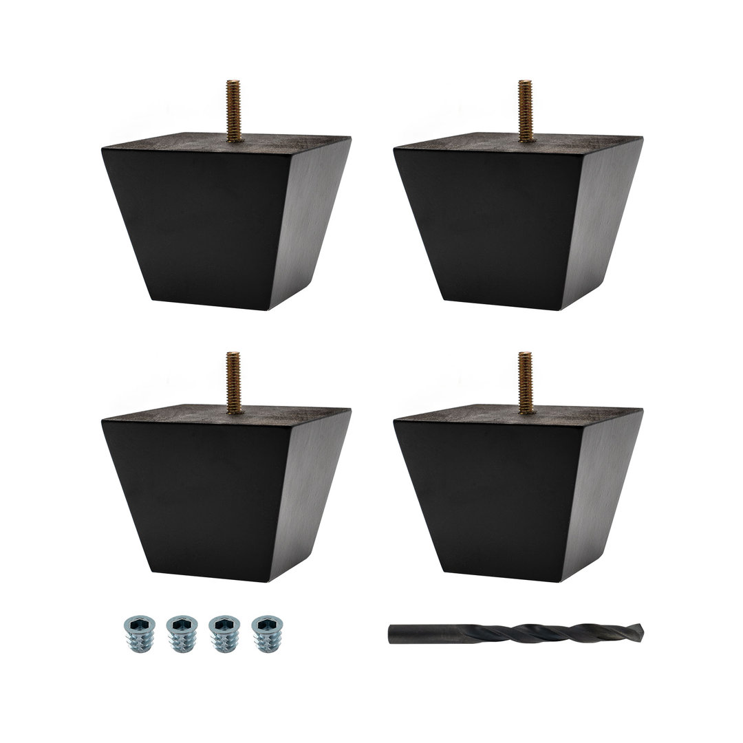 3 in x 3-7/8 in Solid Hardwood Square Bun Foot, Pack of 4 (Set of 4) Architectural Products by Outwater L.L.C. 