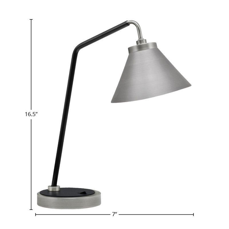 Lampe de bureau avec abat-jour conique en métal de 7 po, Graphite / noir mat, Gris