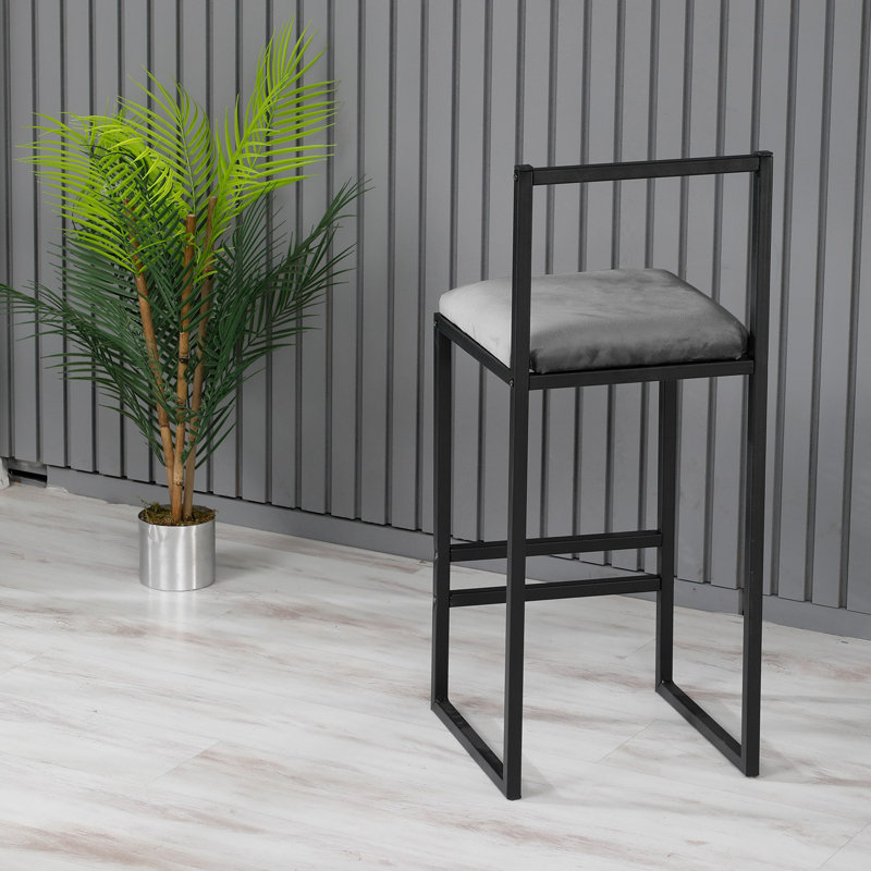 Tabouret de bar industriel moderne, couleur fumée, 13,8 po x 33,1 po x 13,8 po | Fabrication 100% métal avec 22 coussins en mousse et hauteur d'assise confortable: 25,6 pouces | Parfait pour les bars, les cuisines et les salles à manger