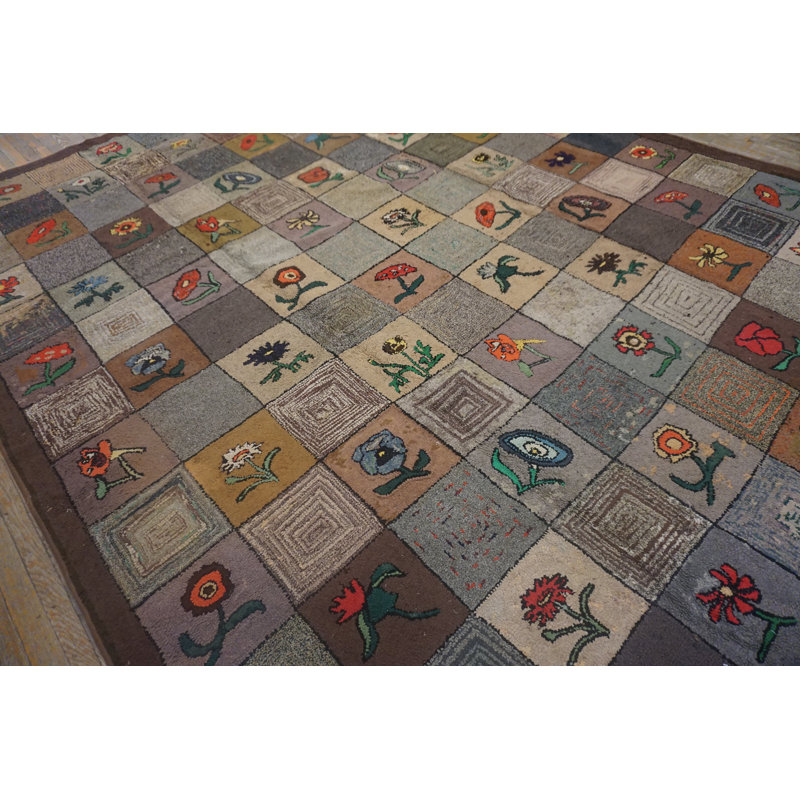 Tapis multicolore en laine antique American Hooked