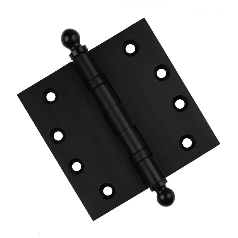 Charnière de porte simple à roulement à billes en laiton massif H 4,5 po x l 4,5 po, Noir mat
