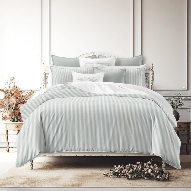Ruben Stripe Cotton Reversible Coverlet Set, Cal.King Coverlet/Bedspread + 2 King Shams, Sage