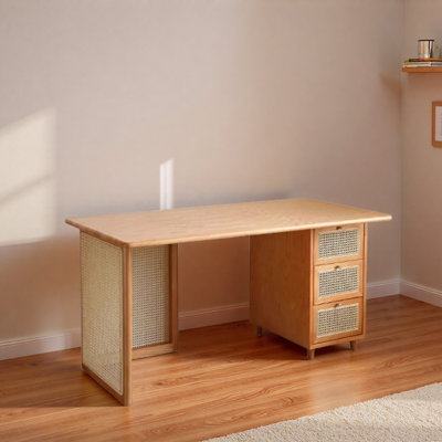 Bureau d'écriture durable en bois de frêne avec tiroirs
