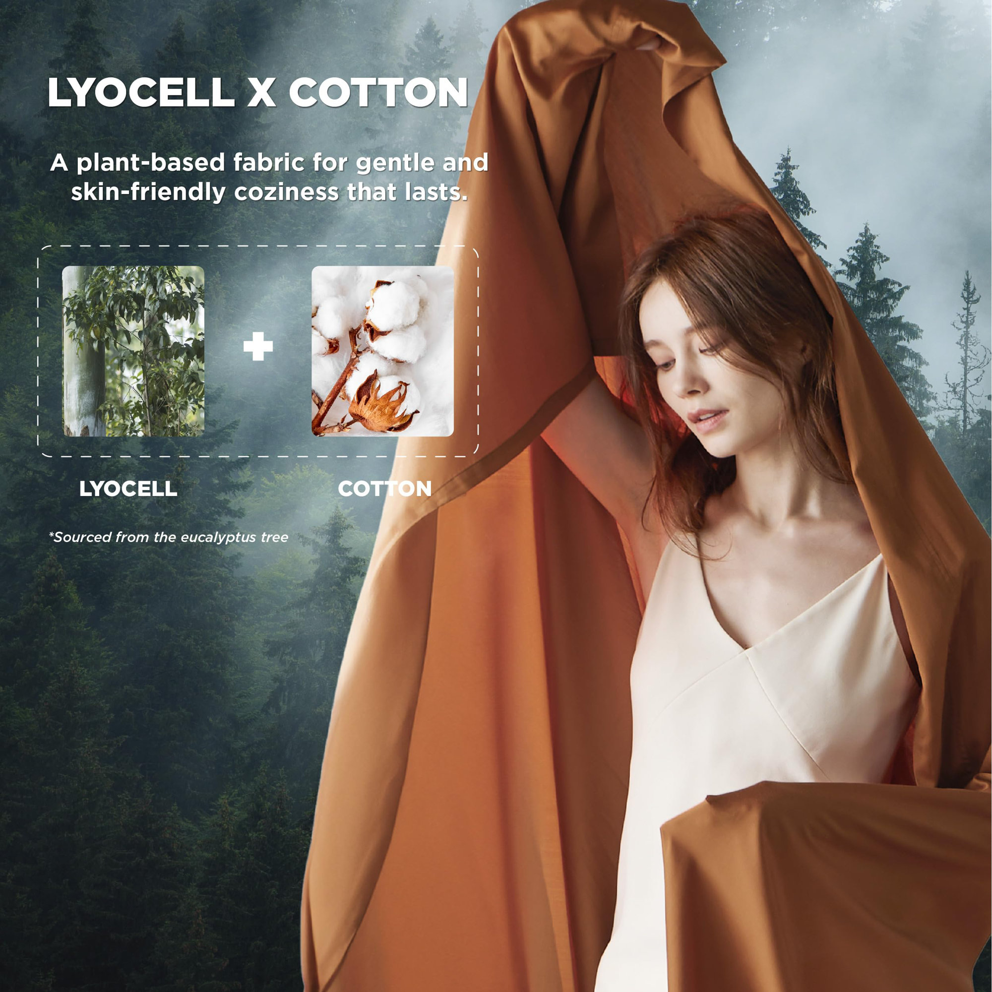 Bedsure Lyocell Cotton Breathable Eucalyptus Sheet Set, King Sheet Set with 1Fitted Sheet and 2Pillowcases, Terracotta