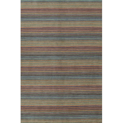 Wool Striped Area Rug in Yellow/Maroon/Green