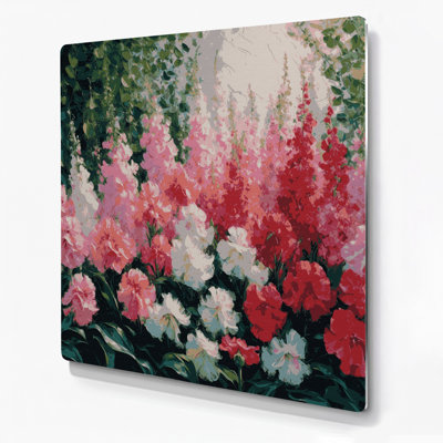 «Botanical Impatiens», art mural en métal bleu