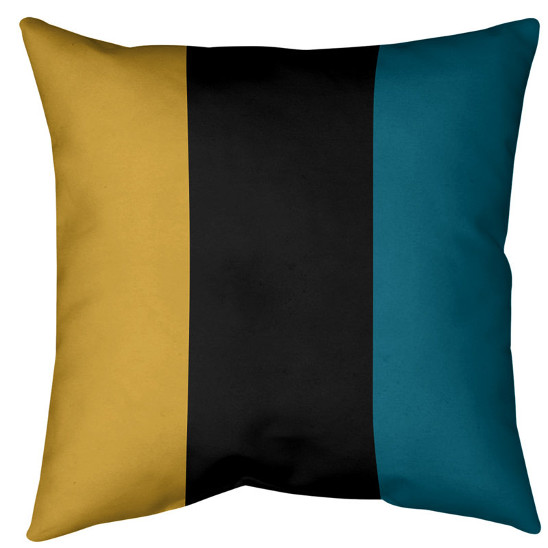 Striped Reversible Throw Pillow, 14" x 14", Black Accent
