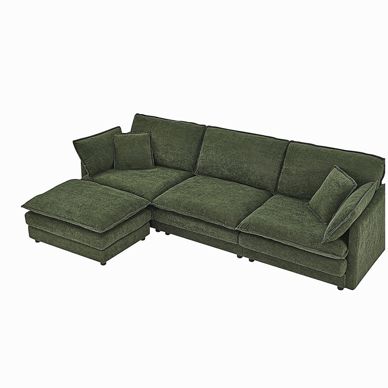 Ensemble de canapé en forme de L avec repose-pieds convertible Modern Large Modern, Vert