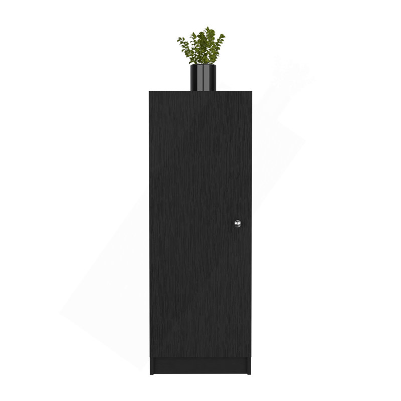Armoire de cuisine H 47 po, armoire à une porte, quatre tablettes intérieures, noir, Noir