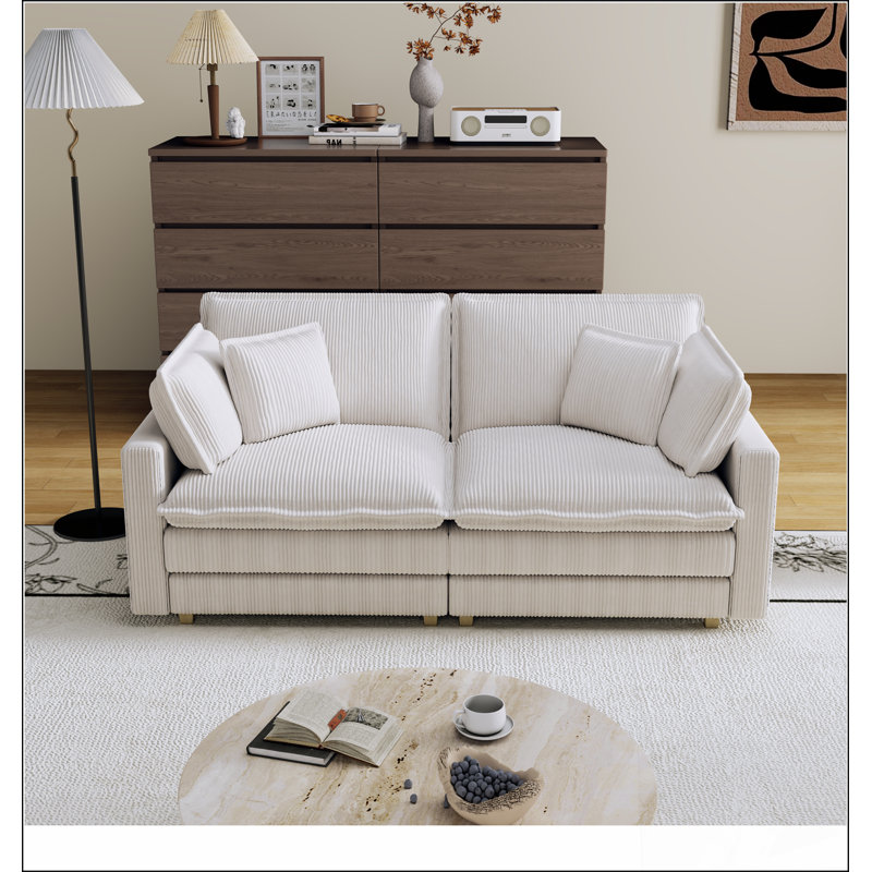 Canapé modulaire modulaire, siège profond avec coussins, 2, Beige, H 35,03 po x l 70,86 po x P 36,64 po