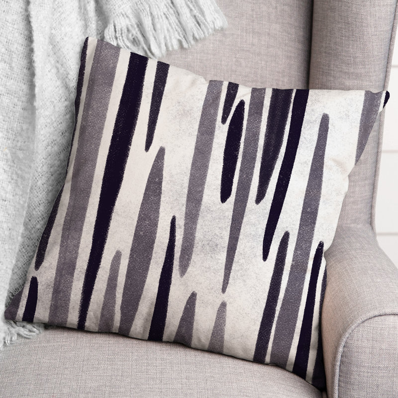 Striped Outdoor Reversible Throw Pillow, Navy