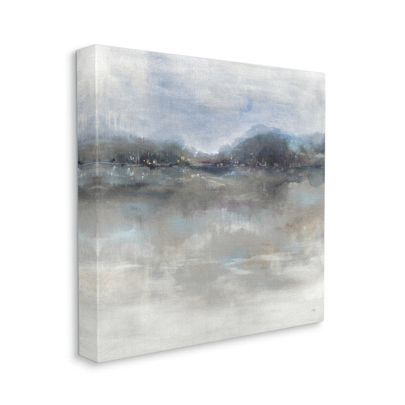 «Quiet Distant Landscape Misty Water Reflection» par K. Nari - on, H 17 po x l 17 po x P 1,5 po