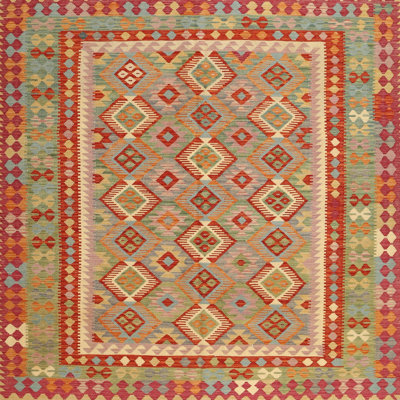 Tapis orange/jaune/vert contemporain Thuan
