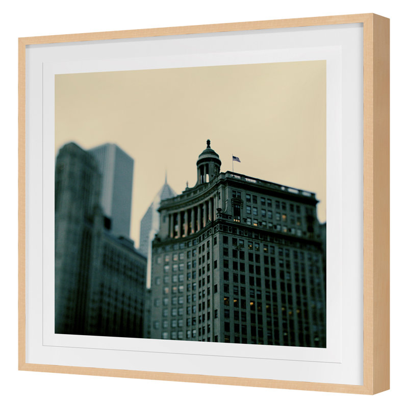 Wrigley Building Print by Alicia Bock, Maple Framed, 20" H x 20" W x 1.25" D
