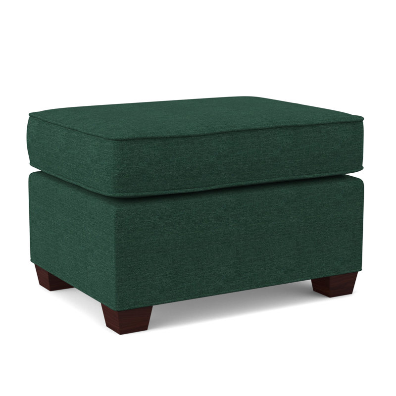 Finn 26" Wide Rectangle Standard Ottoman, Empire Mahogany, Antic Jade
