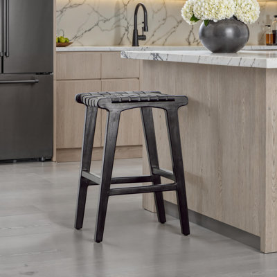 Tabouret de comptoir en cuir Nolhan Valeria