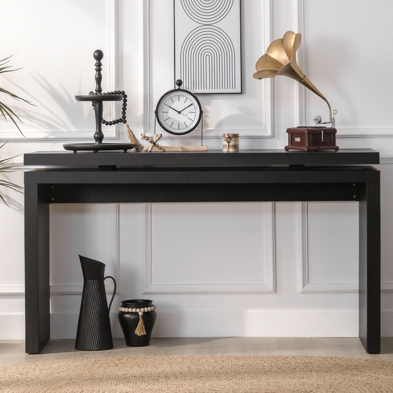 58” Wooden Console Table Sofa Table for Livingroom, Bedroom, Entryway, Black