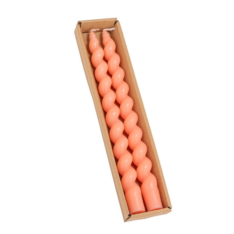 Bougies torsadées non parfumées en boîte, 1, Rose