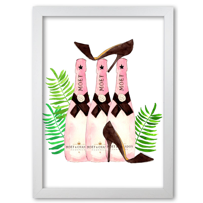 Moet And Heels - Print, 84.1 cm H x 59.4 cm W x 5 cm D, White Grain