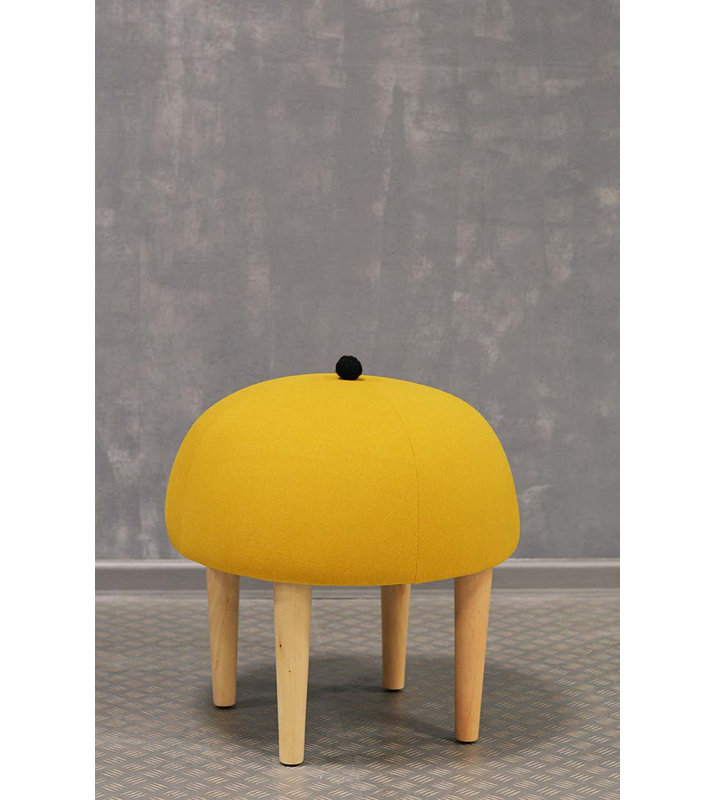 Moher Solid Wood Accent Stool, Yellow