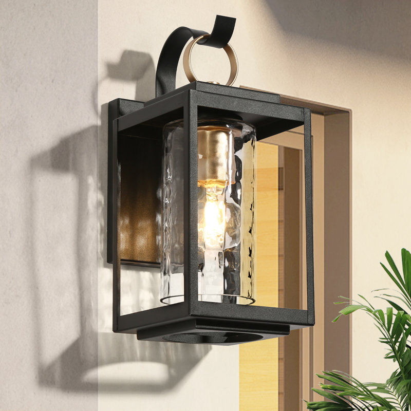 Applique murale d'extérieur 1 lumière noire et dorée Airmont