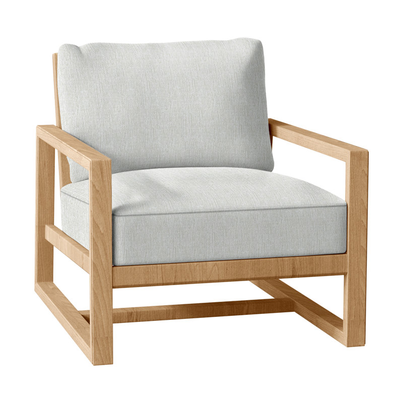 Avondale Patio Lounge Chair with Cushions, Natural Teak, Bali Pearl, Welt + Standard fill