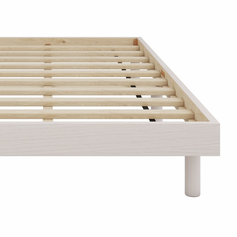 Base de lit plateforme flottante de conception moderne, Lit simple, Blanchies