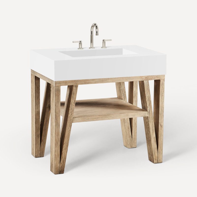 Ensemble de meuble-lavabo simple 36 po Bodo, Chêne brûlé clair