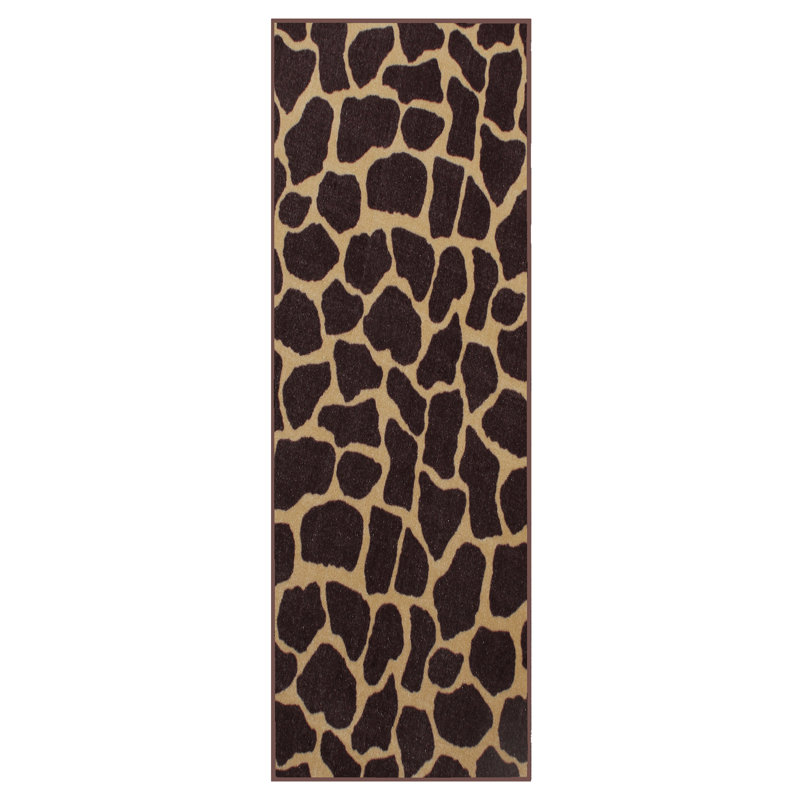 Tapis d'intérieur / extérieur brun à imprimé animal, Tapis de couloir 3 pi x 32 pi