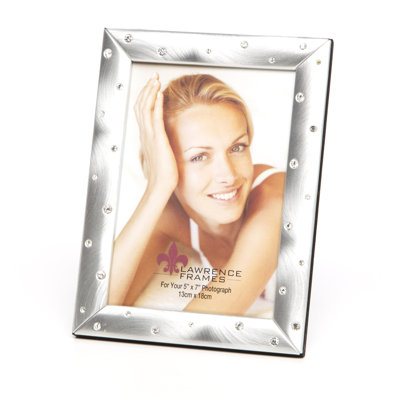 Brushed Satin Silver Metal Beaded Picture Frame
