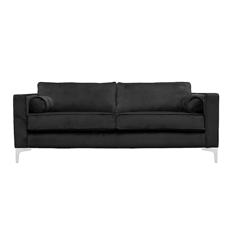 Georgio 3 Seater Velvet Sofa, Black