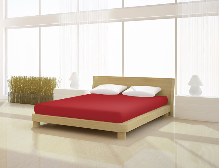 Lamorris Cotton Blend Fitted Sheet, Cherry, 180-200 x 200-220 cm