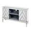 Meuble télé en miroir pour téléviseur de 65 pouces et plus, console de télévision avec rangement ouvert et 2 armoires de rangement, portes de miroir en forme de M pour le salon
