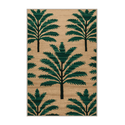 Tapis botanique brun lavable à la machine