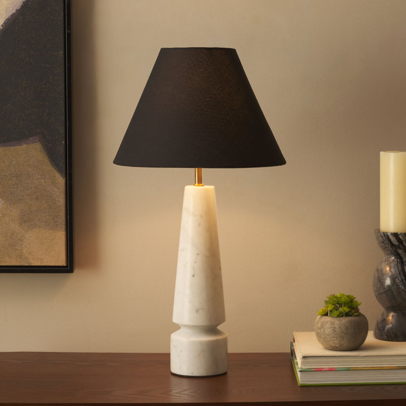 Enza 21.5" White Marble Table Lamp