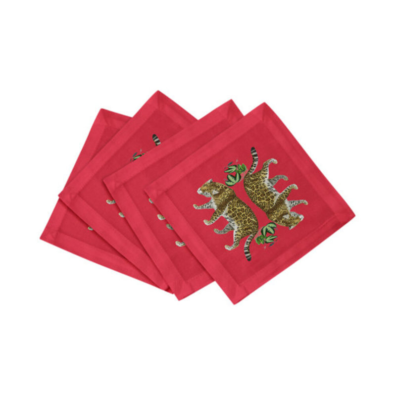 Jewel Square Napkins, Crimson