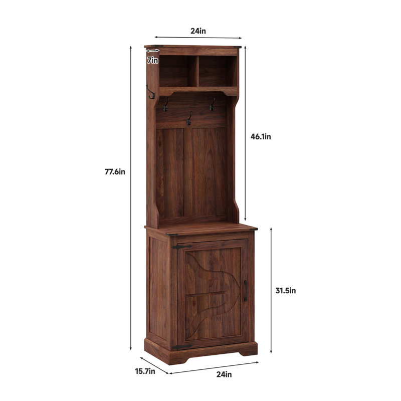 Hall Tree With Shoe Storage Bench, Brown