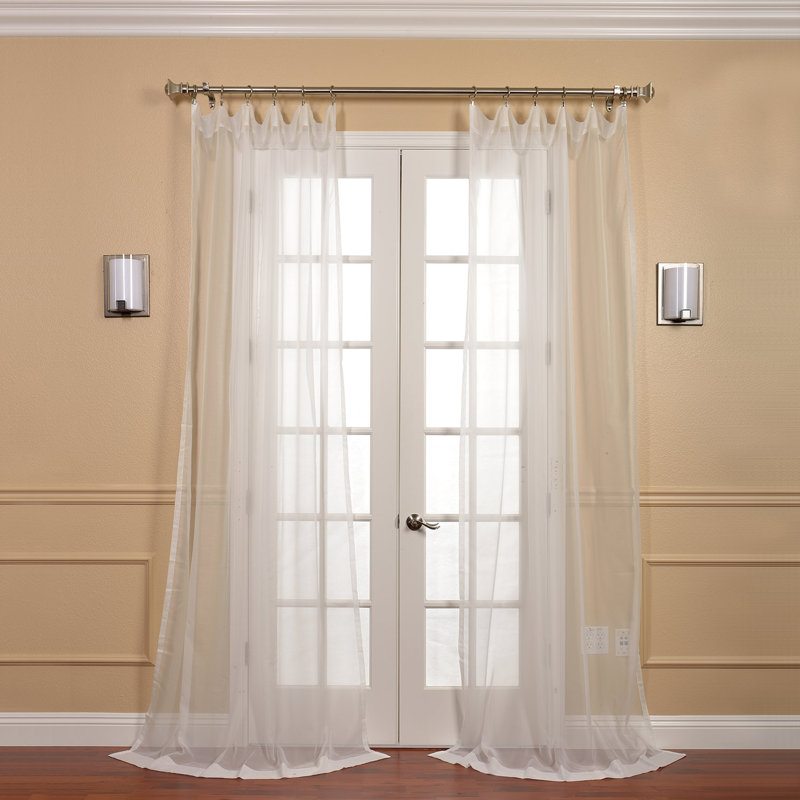 Solid Sheer Curtain Pair (2 Panels), 50" W x 96" L, White