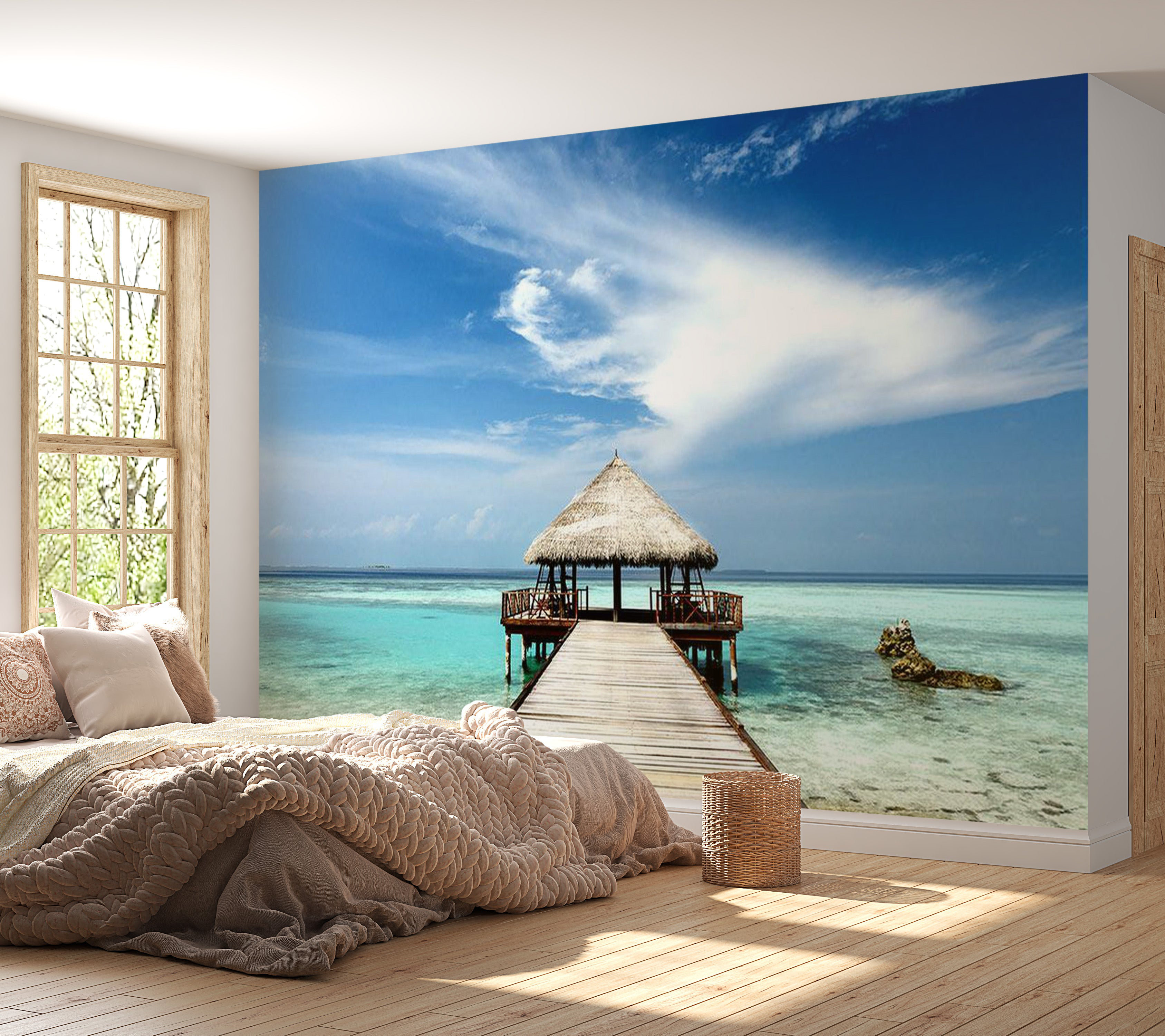 Tropical beach photo wall mural Self Adhesive Peel  Stick beach view wall  muralBeach wall mural home decor  ARTBEDDING