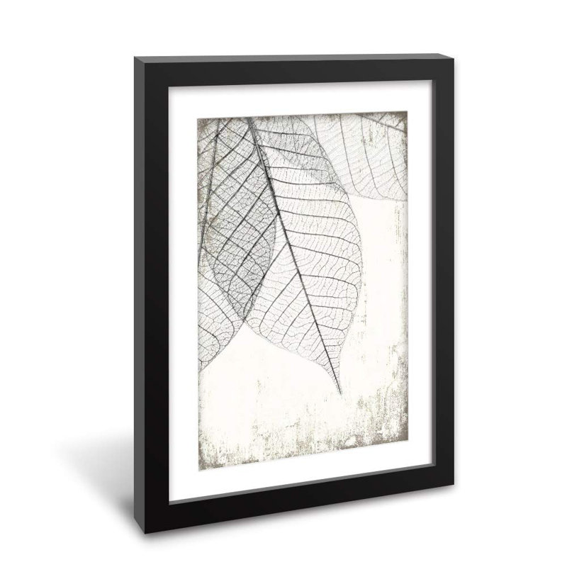 " Black White Leaf Vein Pattern Vintage "
