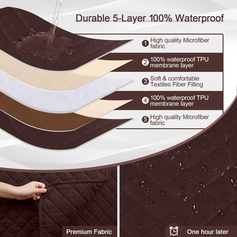Housse pour canapé à coussins carrés Sharilynn, H 0,2 po x l 78,7 po x P 50 po, Microfibre / microsuède café