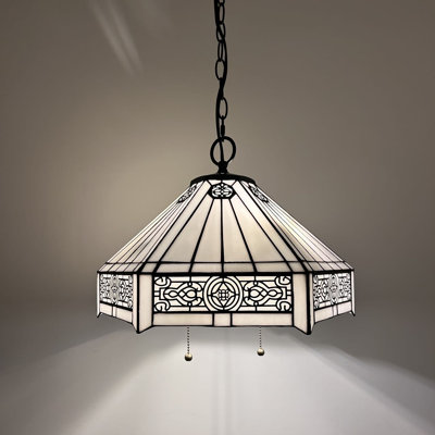 Ampoules DEL en verre hexagonal blanc Rezan Tiffany à suspendre l 16 po x P 16 po x H 75 po
