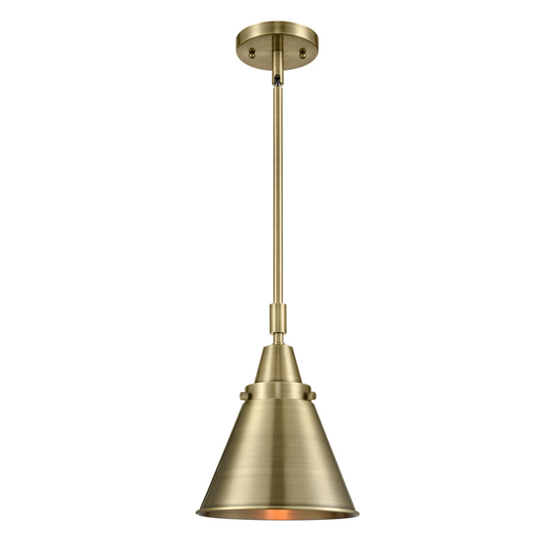 Luminaire suspendu simple à 1 lumière Caldecote, Laiton antique, DEL