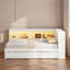 Lit de jour multiple avec tablettes de rangement, USB, DEL et 2 tiroirs-123034880