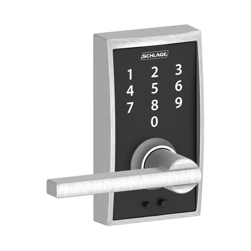 Schlage Touch Keyless Touchscreen Lever with Century Trim and Latitude Lever, Satin Chrome