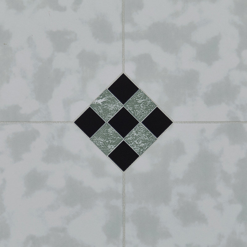 30Pcs Self-adhesive PVC Parquet Flooring Tiles Set, Mosaic, Green/Grey