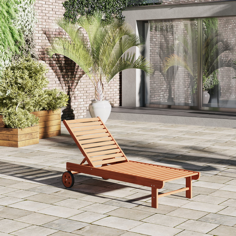 Caselli Outdoor Eucalyptus Wood Chaise Lounge