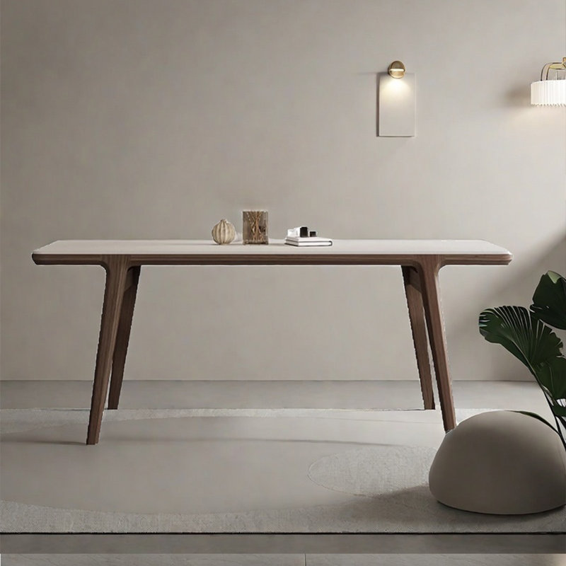 Modern simple rectangular matte white rock table, 29.53"H x 63.00"L x 31.50"W