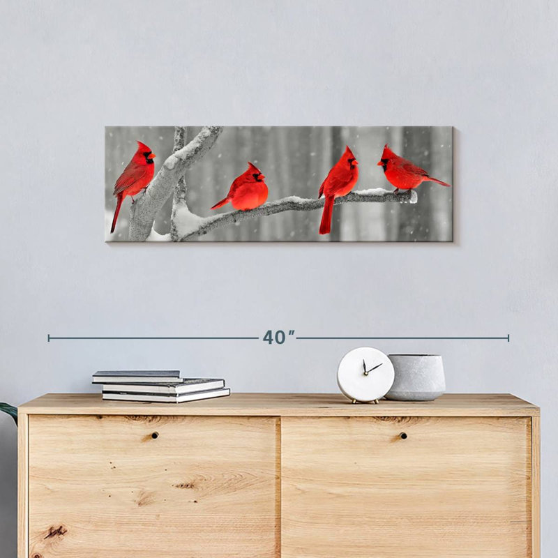 Cardinal Birds, reproduction sur toile, H 10 po x l 30 po x P 1,25 po