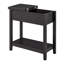 Table d'appoint étroite avec plateau rabattable, placard de rangement et tablette inférieure, table d'appoint mince pour salon, finition café foncé